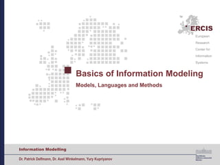 Basics of Information ModelingModels, LanguagesandMethods