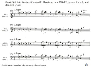 Tratamento melódico: dobramento de uníssono
 