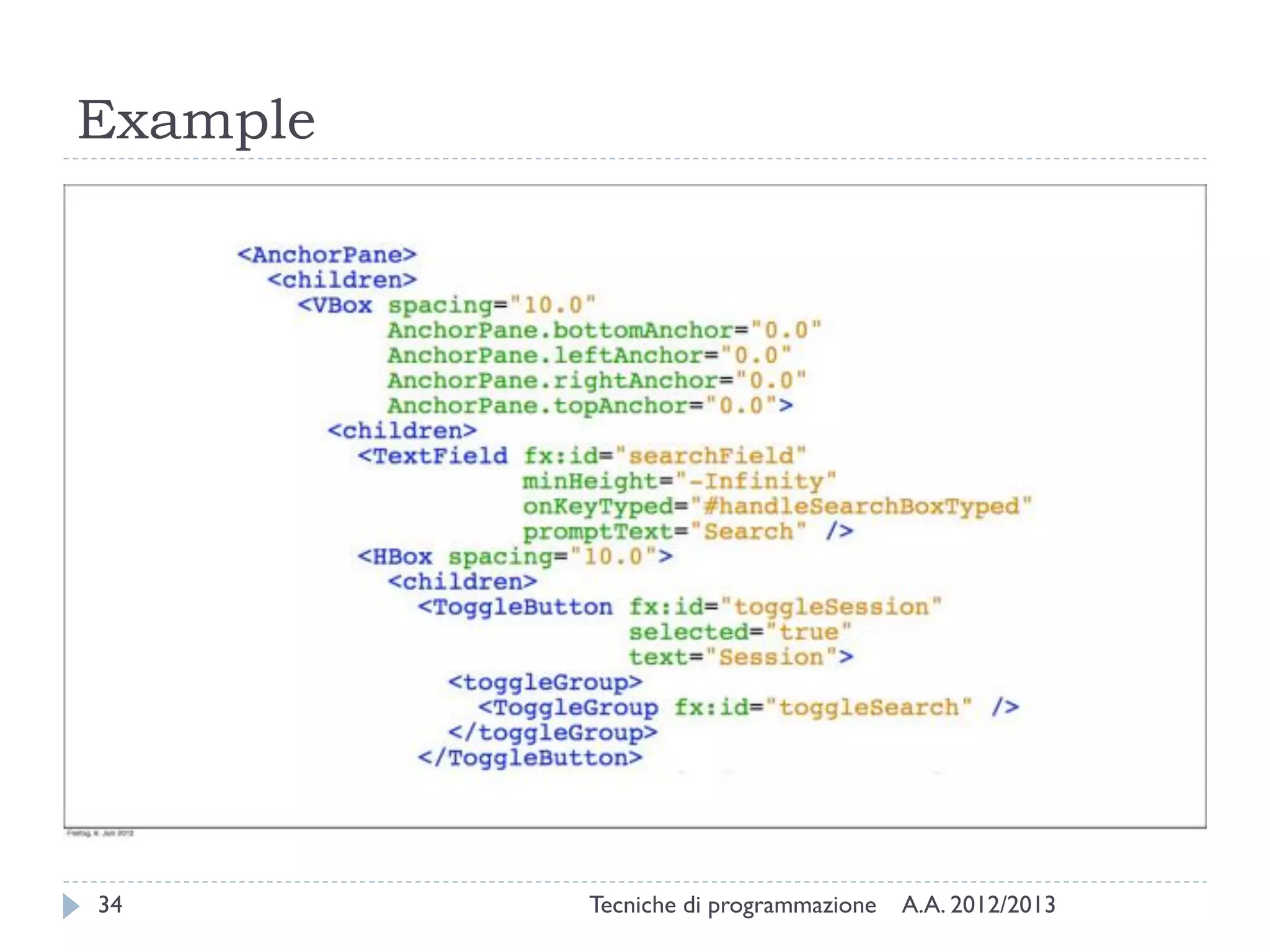 Example




34        Tecniche di programmazione   A.A. 2012/2013
 