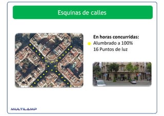 Esquinas de calles


             En horas concurridas:
             Alumbrado a 100%
             16 Puntos de luz
 