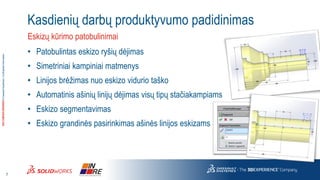 3DS.COM/SOLIDWORKS© Dassault Systèmes | Confidential Information 
7 
Eskizų kūrimo patobulinimai 
Kasdienių darbų produkty...