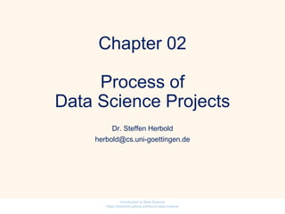 Chapter 02
Process of
Data Science Projects
Dr. Steffen Herbold
herbold@cs.uni-goettingen.de
Introduction to Data Science
https://sherbold.github.io/intro-to-data-science
 