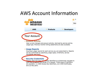 AWS	
  Account	
  Informa+on	
  
 