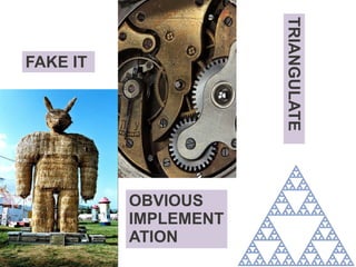 FAKE IT
OBVIOUS
IMPLEMENT
ATION
TRIANGULATE
 