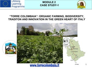 1
“TORRE COLOMBAIA”: ORGANIC FARMING, BIODIVERSITY,
TRADITON AND INNOVATION IN THE GREEN HEART OF ITALY
MODULE 2
CASE STUDY-1
 