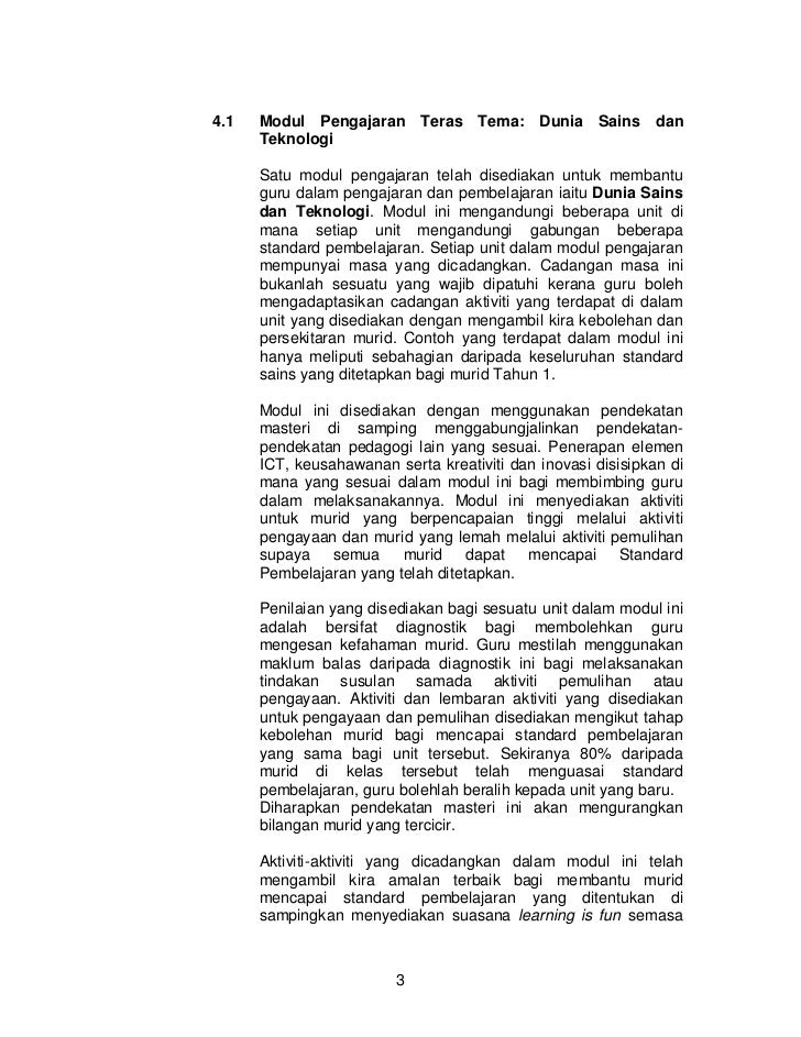 Modul Pengajaran Sains Tahun 1 Versi Bahasa Malaysia