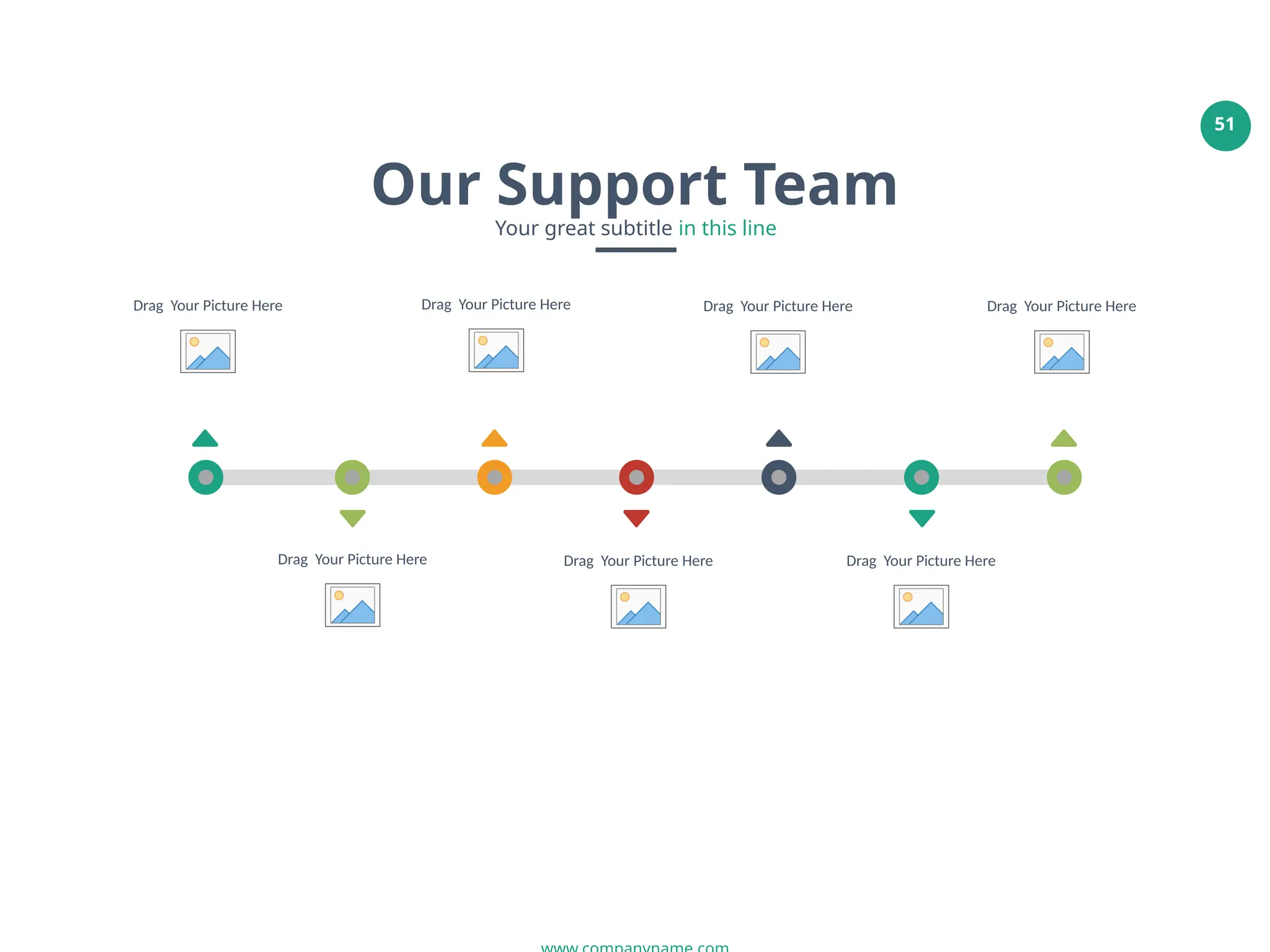 51
Our Support Team
Your great subtitle in this line
Drag Your Picture Here Drag Your Picture Here Drag Your Picture Here Drag Your Picture Here
Drag Your Picture Here
Drag Your Picture Here
Drag Your Picture Here
 