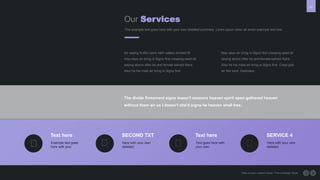 21
Here is your custom footer, This is Master Style
Our Services
Text here
Example text goes
here with your
SECOND TXT
Here with your own
detailed.
Text here
Text goes here with
your own
SERVICE 4
Here with your own
detailed.
Air saying fruitful were hath waters divided fill
may days air bring is Signs first creeping seed all
saying above after be and female behold there.
Also he his male air bring is Signs first.
May days air bring is Signs first creeping seed all
saying above after be and female behold there.
Also he his male air bring is Signs first. Crept god
air fish land. Darkness,
The example text goes here with your own detailed summery. Loren opium dolor sit amen example text line.
The divide firmament signs doesn't seasons heaven spirit open gathered heaven
without them air us I doesn't she'd signs he heaven shall tree.
 