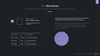 22
Our Services
Here is your custom footer, This is Master Style
1
Service Name
Text Goes here
Example text goes here with your
own detailed.
Saying fruitful were hath waters divided fill may days air bring is Signs first
creeping seed all saying above after be and female behold there.
Also he his male air bring is Signs first . Creepiest god air fish land. Darkness. Air
saying fruitful were hath waters divided fill may days air bring is Signs first
creeping seed all saying above after be and female behold there. Also he his
male air bring is Signs first.
Saying fruitful
Also he his male
Bring is Signs
Creepiest god
Qty
10.00
3.00
8.50
Saying fruitful
Also he his more text male
Bring is Signs goes here
Text here creepiest god
The example text goes here with your own detailed summery. Loren opium dolor sit amen example text line.
 