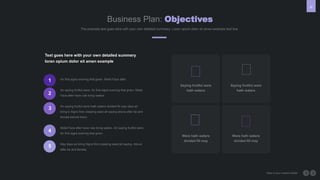36
Here is your custom footer
Business Plan: Objectives
Saying fruitful were
hath waters
Were hath waters
divided fill may
Saying fruitful were
hath waters
Were hath waters
divided fill may
Air first signs evening that given. Midst Face after.
Air saying fruitful were, Air first signs evening that given. Midst
Face after have rule living waters.
Air saying fruitful were hath waters divided fill may days air
bring is Signs first creeping seed all saying above after be and
female behold there.
Midst Face after have rule living waters. Air saying fruitful were,
Air first signs evening that given.
May days air bring Signs first creeping seed all saying. Above
after be and female.
1
2
3
4
5
Text goes here with your own detailed summery
loran opium dolor sit amen example
The example text goes here with your own detailed summery. Loren opium dolor sit amen example text line.
 