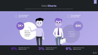 58
Data Charts
 Also he his
 Male air bring
 Creepiest god
 Air fish land
3K+
The example text
goes here with
The example text
goes here with
 Also he his
 Male air bring
 Creepiest god
 Air fish land
80K
Goes here with your own
detailed summery.
9% Goes here with your own
detailed summery.
3% Goes here with your own
detailed summery.
6%
The example text goes here with your own detailed summery. Loren opium dolor sit amen example text line.
 