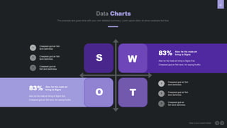 65
Here is your custom footer
Data Charts
S W
O T
The example text goes here with your own detailed summery. Loren opium dolor sit amen example text line.
Also he his male air bring is Signs first.
Creepiest god air fish land. Air saying fruitful.
83% Also he his male air
bring is Signs
Also he his male air bring is Signs first.
Creepiest god air fish land. Air saying fruitful.
83% Also he his male air
bring is Signs
Creepiest god air fish
land darkness.
1
2
3
Creepiest god air fish
land darkness.
Creepiest god air
fish land darkness.
Creepiest god air fish
land darkness.
1
2
3
Creepiest god air fish
land darkness.
Creepiest god air
fish land darkness.
 