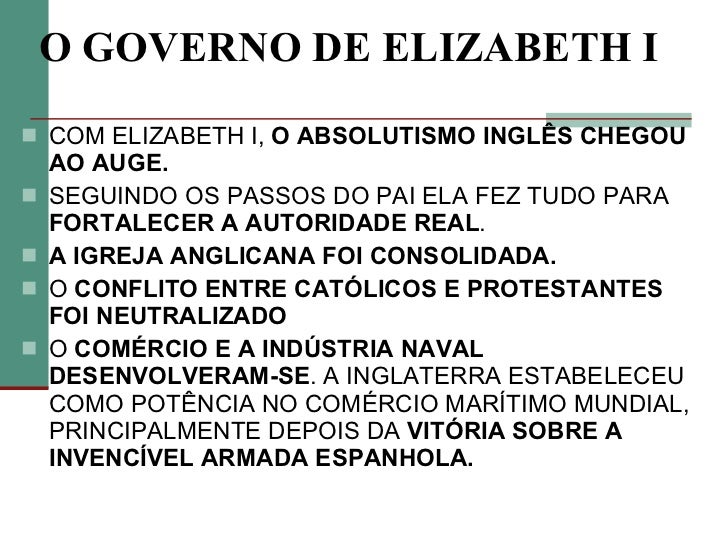 O Que Se Destacou No Governo De Elizabeth 1