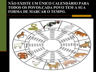 NÃO EXISTE UM ÚNICO CALENDÁRIO PARA TODOS OS POVOS.CADA POVO TEM A SUA FORMA DE MARCAR O TEMPO. 