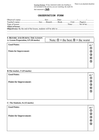 Observation Form (with boxes).pdf.pdf in educational field | PDF