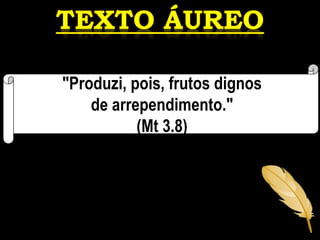 "Produzi, pois, frutos dignos
de arrependimento."
(Mt 3.8)
 