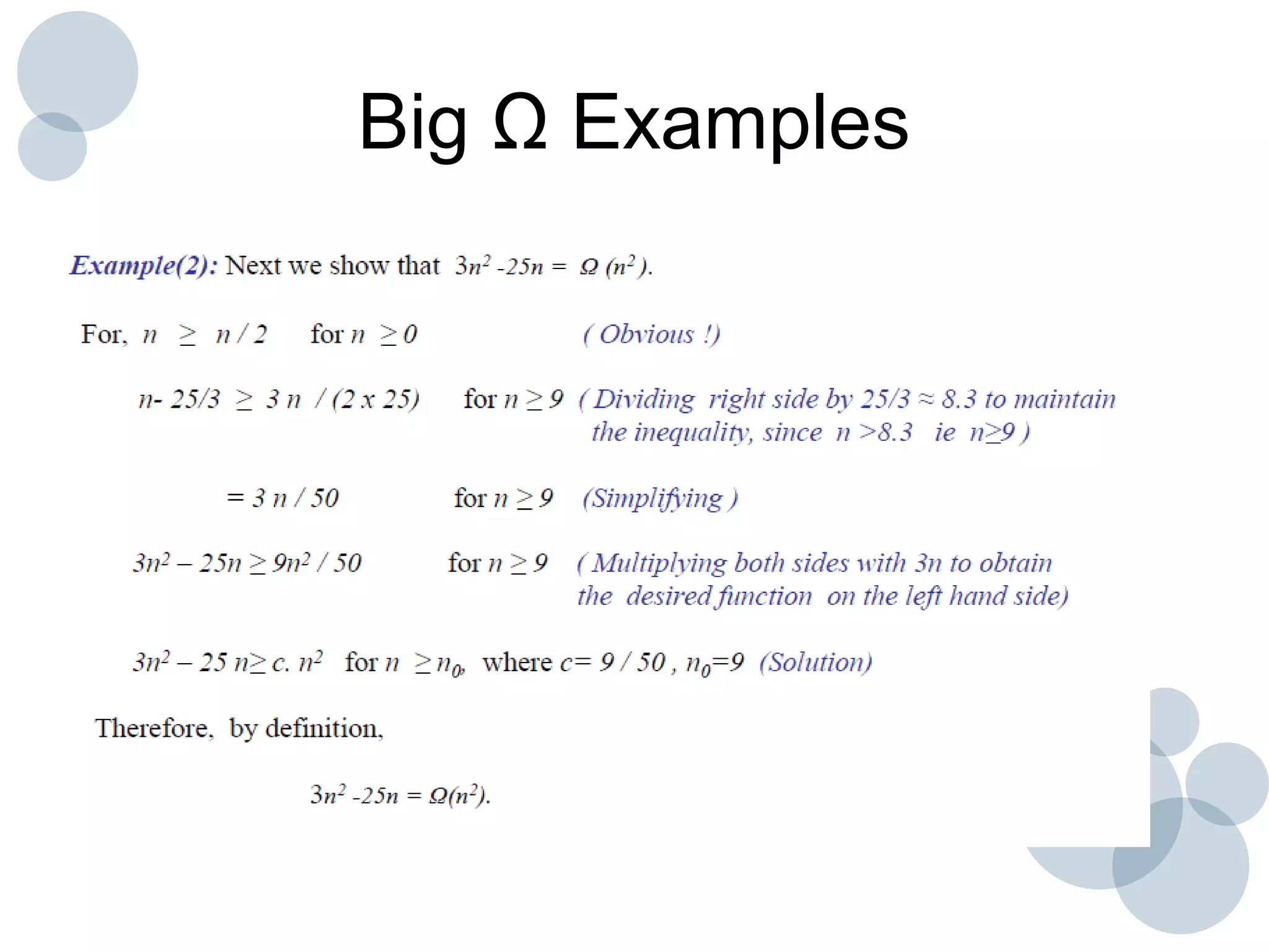 Big Ω Examples
 