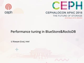 Performance	tuning	in	BlueStore&RocksDB
Li	Xiaoyan	(Lisa),	Intel
1
 