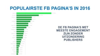 DE FB PAGINA’S MET
MEESTE ENGAGEMENT
ZIJN ZONDER
UITZONDERING
PUBLISHERS
POPULAIRSTE FB PAGINA’S IN 2016
 