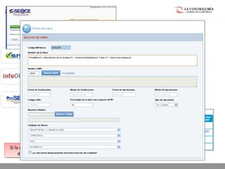 02.05.15 página 20
2. La directiva2. La directiva
El registro de la ObraEl registro de la Obra
Oficina de
logística
Proyecto
Aprobado
Ficha de
Obra
Convocatoria
1
2
3
Entidad
Ejecutora
Antes de convocar
Antes de convocar
Si la obra no existe en la lista
de obras del INFObras
Si la obra no existe en la lista
de obras del INFObras
 