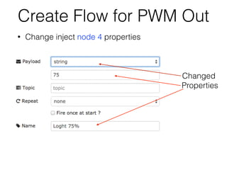 Create Flow for PWM Out
• Change inject node 4 properties
Changed
Properties
 