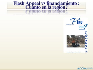 Flash Appeal vs financiamiento :
      Cuanto en la region?
 