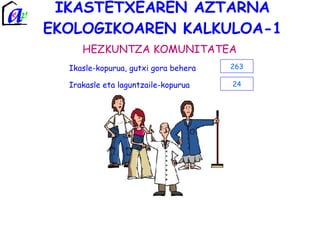 IKASTETXEAREN AZTARNA EKOLOGIKOAREN KALKULOA-1 HEZKUNTZA KOMUNITATEA Ikasle-kopurua, gutxi gora behera   Irakasle eta laguntzaile-kopurua   263 24 