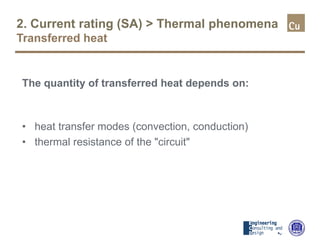 2. Current rating (SA) > Thermal phenomena
Transferred heat
The quantity of transferred heat depends on:
• heat transfer modes (convection, conduction)
• thermal resistance of the "circuit"
 