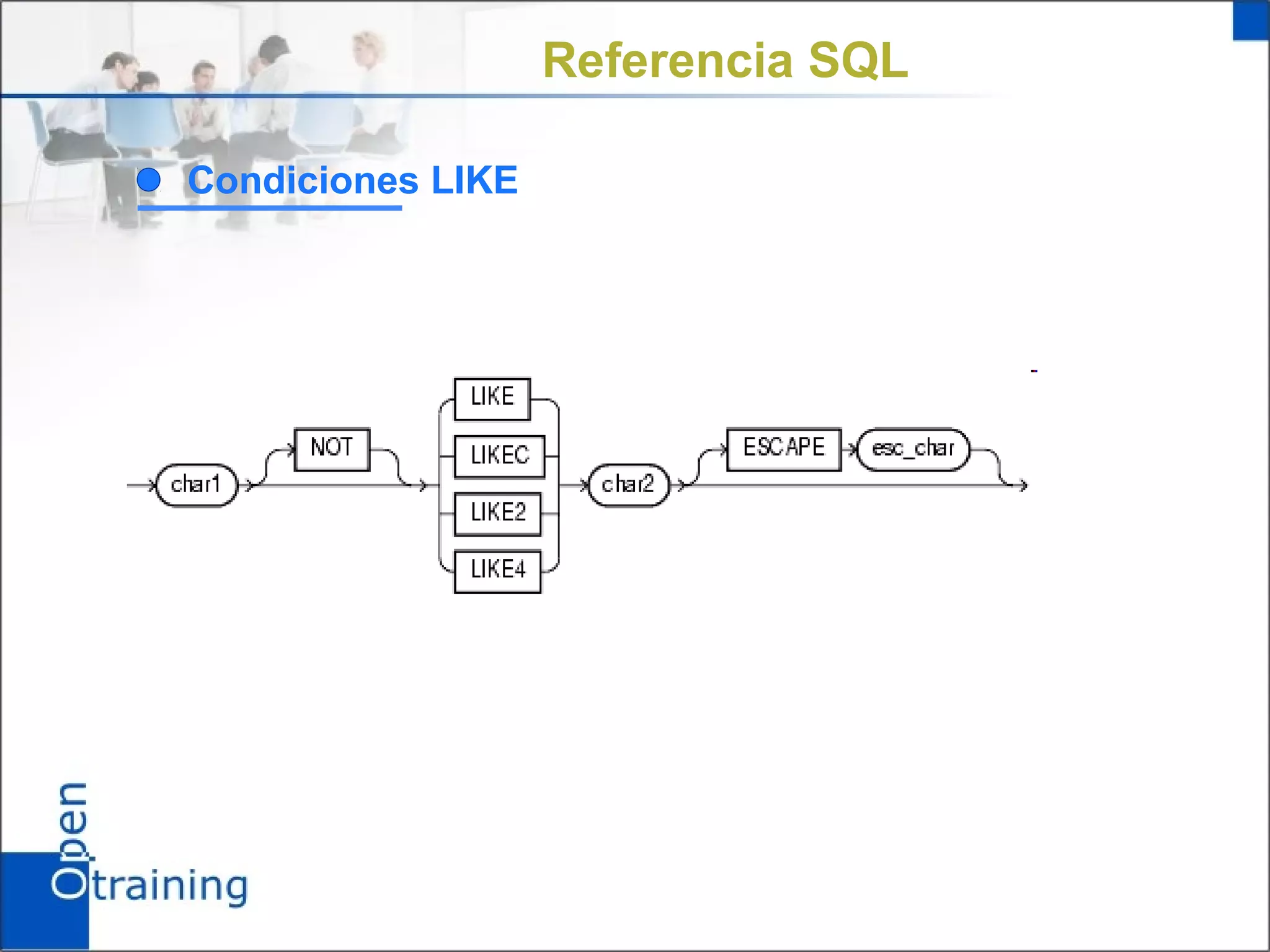 Referencia SQL

Condiciones LIKE




N
 