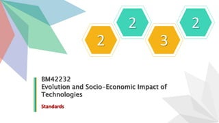 BM42232
Evolution and Socio-Economic Impact of
Technologies
Standards
2
2
3
2
 