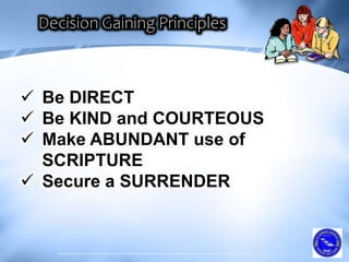  Be DIRECT
 Be KIND and COURTEOUS
 Make ABUNDANT use of
SCRIPTURE
 Secure a SURRENDER
 