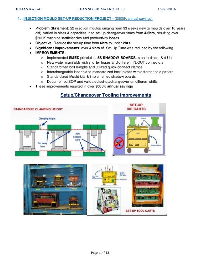 julian kalac examples of lean six sigma black belt projects