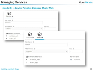 38Installing and Basic Usage
Managing Services
Hands On – Service Template Database Master Role
 