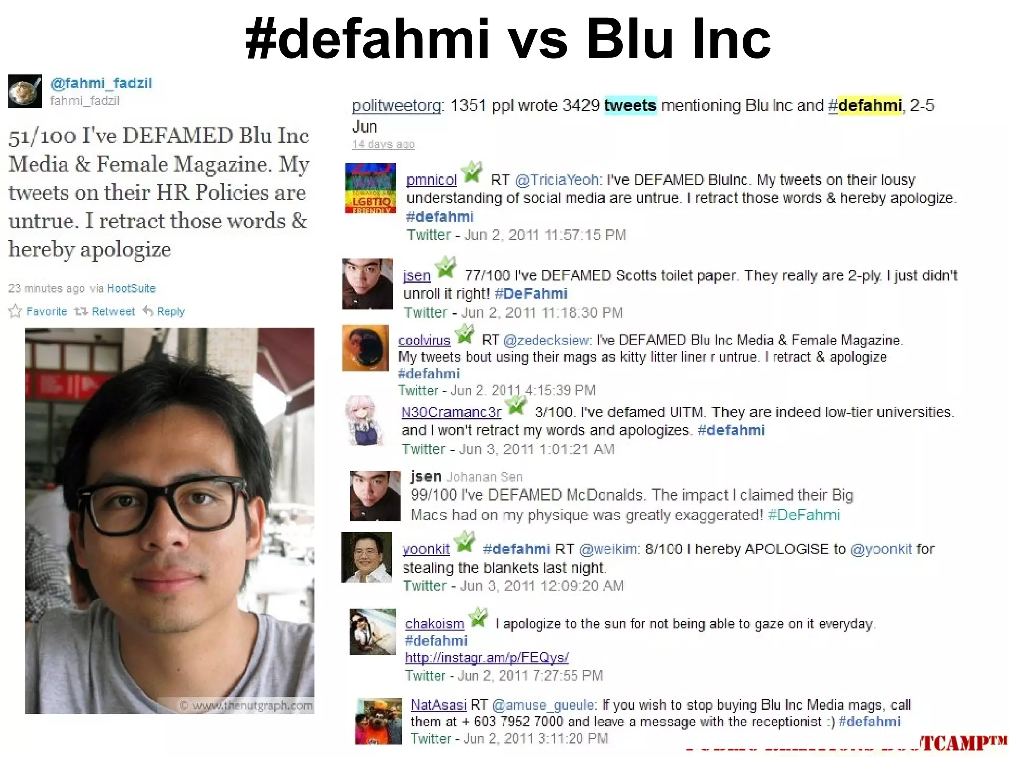 #defahmi vs Blu Inc
 