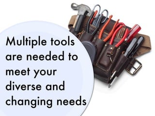 Multiple tools
are needed to
meet your
diverse and
changing needs
 
