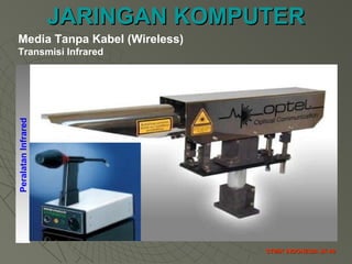 JARINGAN KOMPUTERJARINGAN KOMPUTER
STMIK INDONESIA JK-40STMIK INDONESIA JK-40
PeralatanInfrared
Media Tanpa Kabel (Wireless)
Transmisi Infrared
 