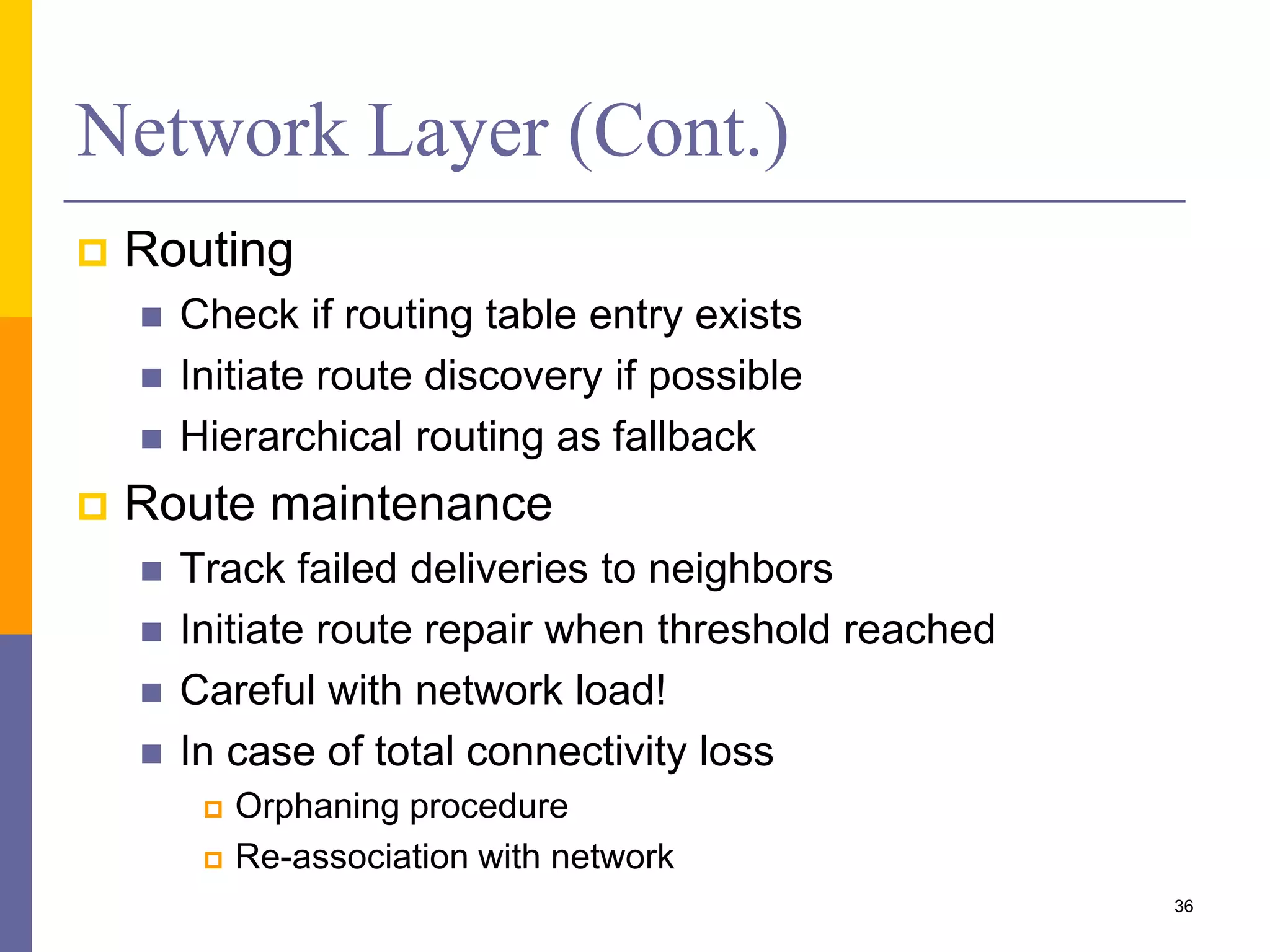 ZigBee Profiles
 Describes a common language for exchanging
data
 Defines offered services
 Device interoperability across different
manufacturers
 Standard profiles available from the ZigBee
Alliance
 Profiles contain device descriptions
 Unique identifier (licensed by the ZigBee Alliance)
36
 