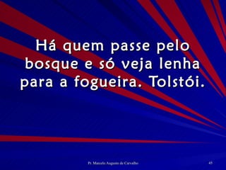 Há quem passe pelo bosque e só veja lenha para a fogueira. Tolstói. 