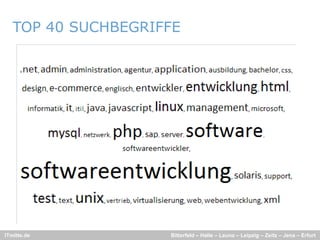 TOP 40 SUCHBEGRIFFE




ITmitte.de          Bitterfeld – Halle – Leuna – Leipzig – Zeitz – Jena – Erfurt
 