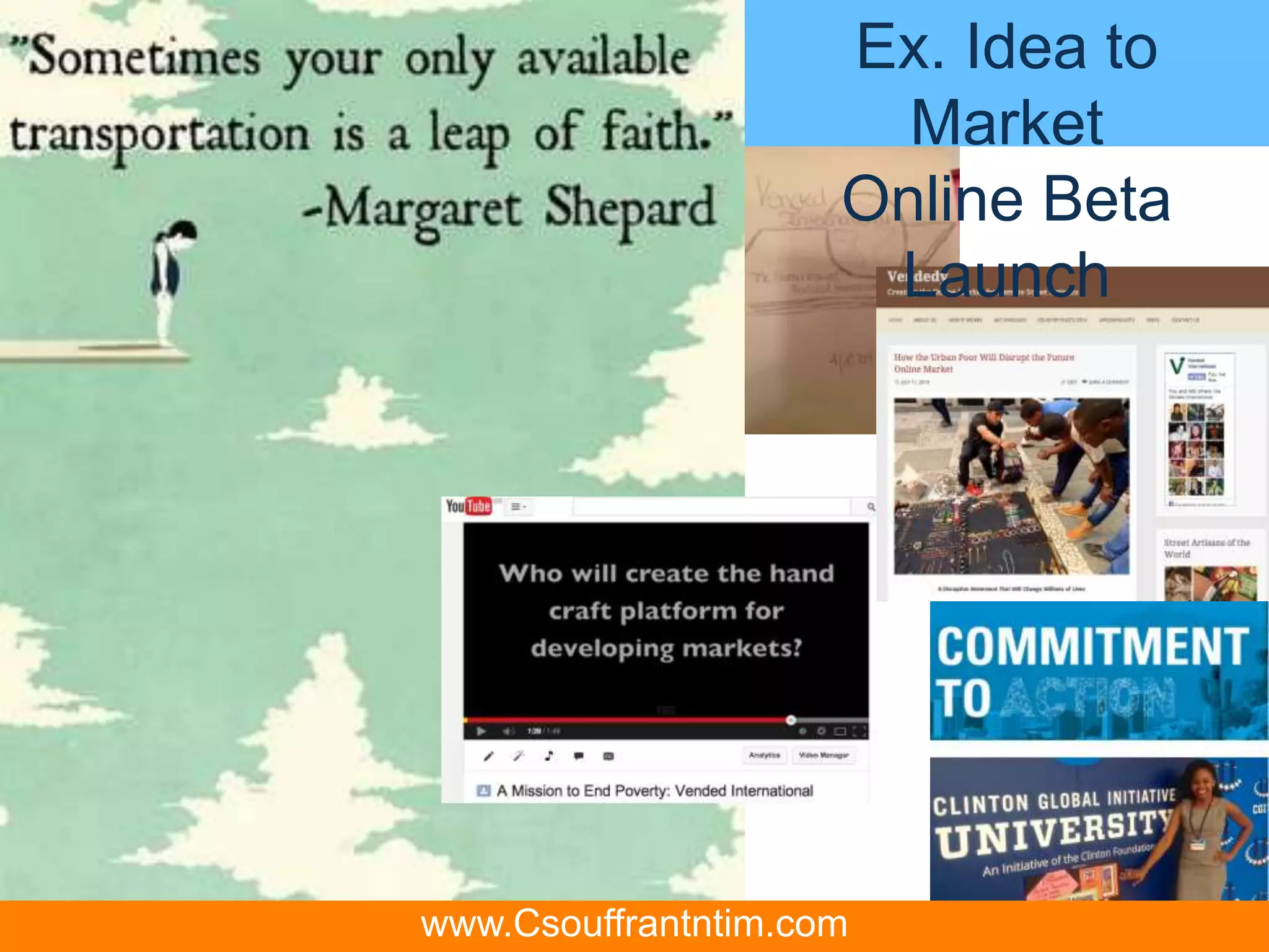 Ex. Idea to
Market
Online Beta
Launch
www.Csouffrantntim.com
 