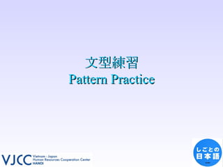文型練習 Pattern Practice 