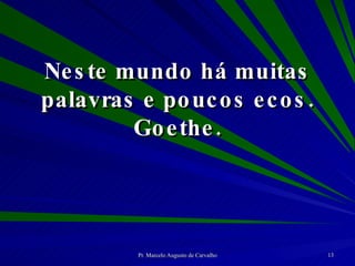 Neste mundo há muitas palavras e poucos ecos. Goethe. 
