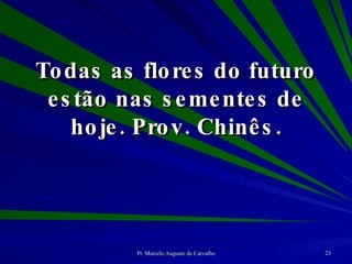 Todas as flores do futuro estão nas sementes de hoje. Prov. Chinês. 