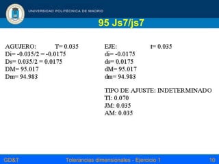 GD&T Tolerancias dimensionales - Ejercicio 1 10
95 Js7/js7
 
