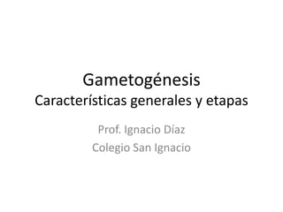 Gametogénesis
Características generales y etapas
Prof. Ignacio Díaz
Colegio San Ignacio
 