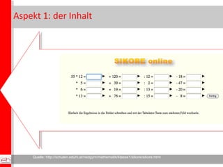 Aspekt 1: der Inhalt fix,  konserviert, „ objektiv“ Quelle:  http://schulen.eduhi.at/riedgym/mathematik/klasse1/sikore/sikore.html 