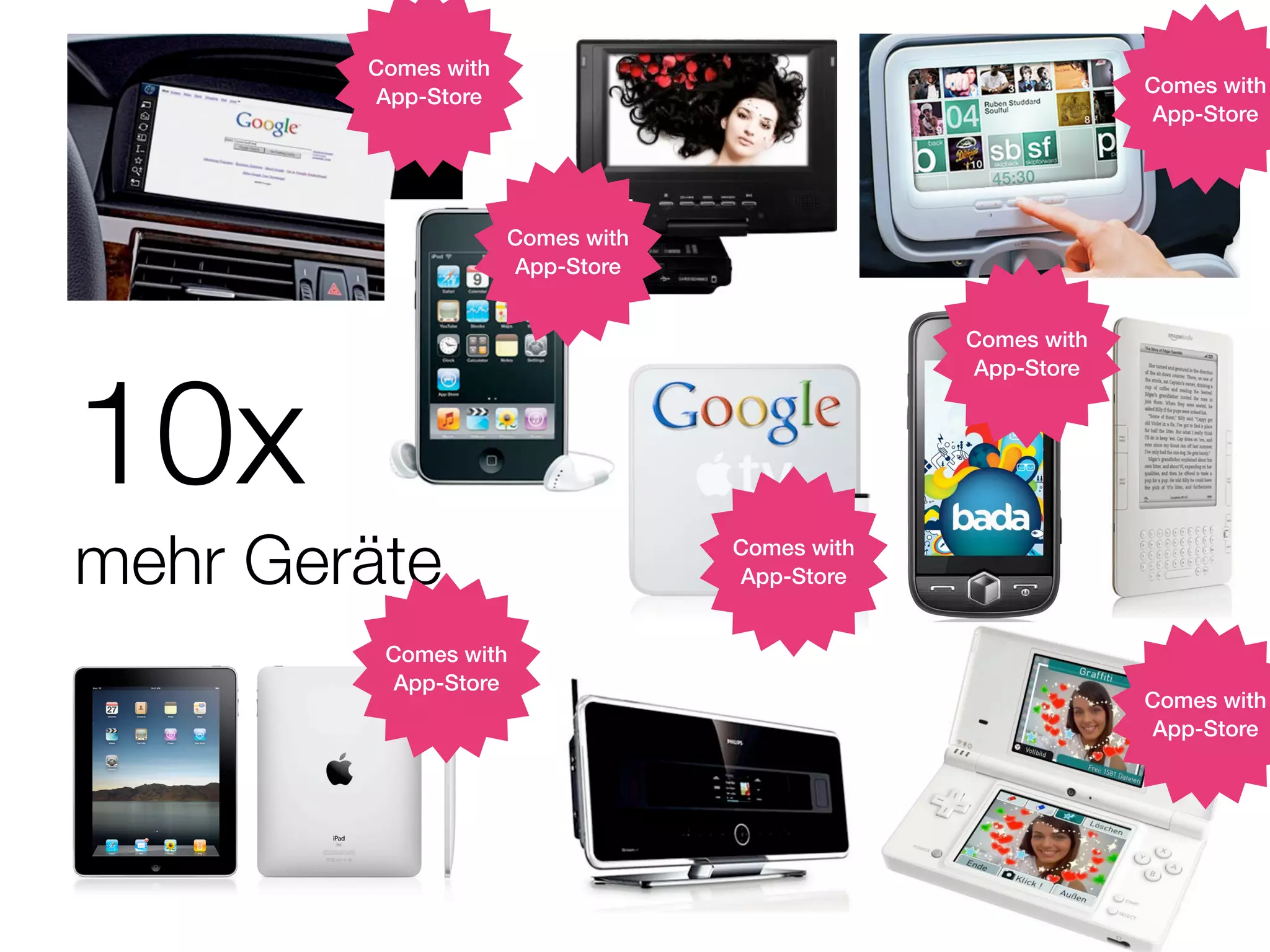 Comes with
                                                            Comes with
        App-Store
                                                            App-Store




                     Comes with
                     App-Store


                                               Comes with




10x
                                               App-Store




mehr Geräte                       Comes with
                                  App-Store


         Comes with
         App-Store
                                                            Comes with
                                                            App-Store
 