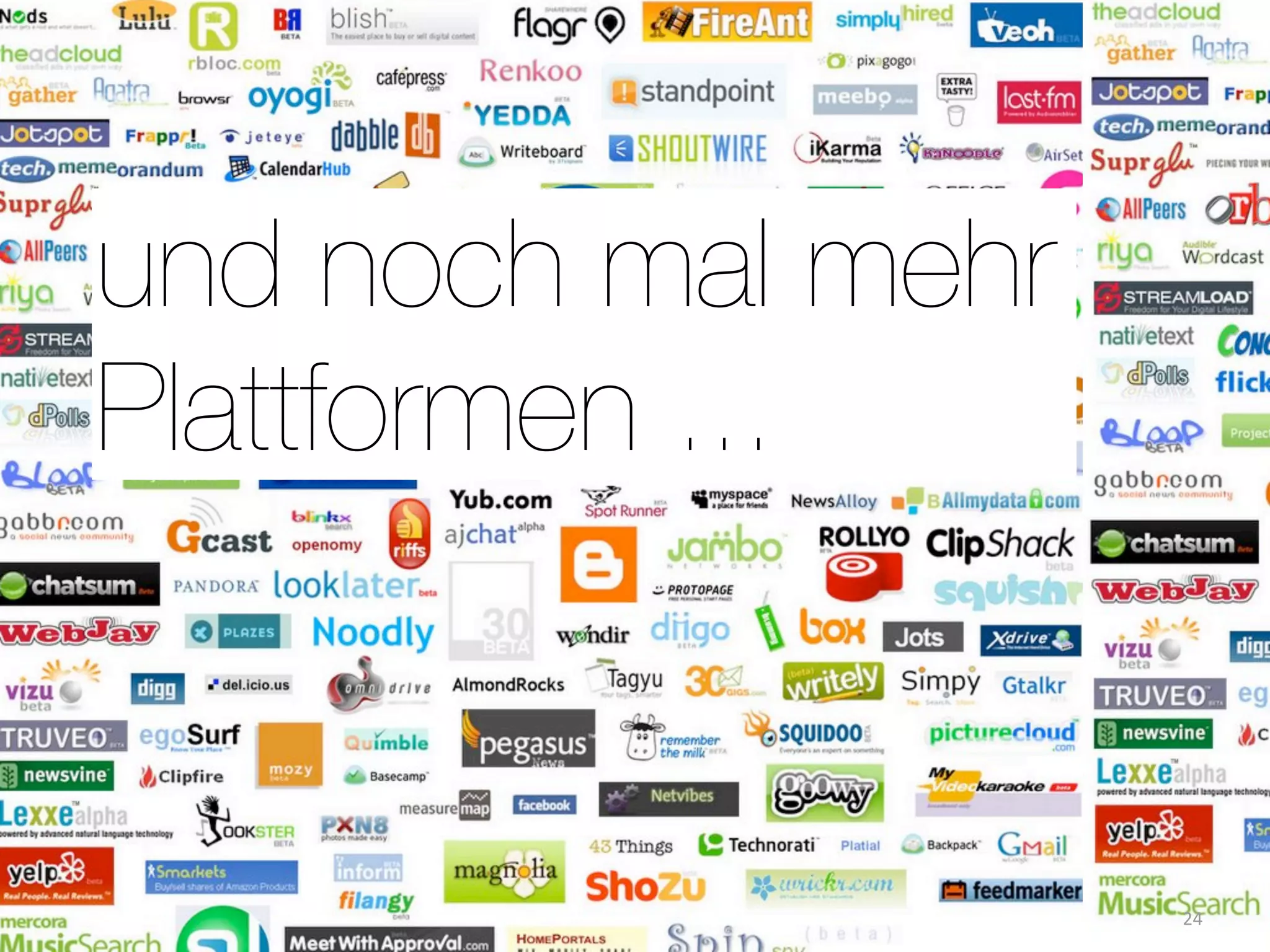 und noch mal mehr
Plattformen ...


                    24
 