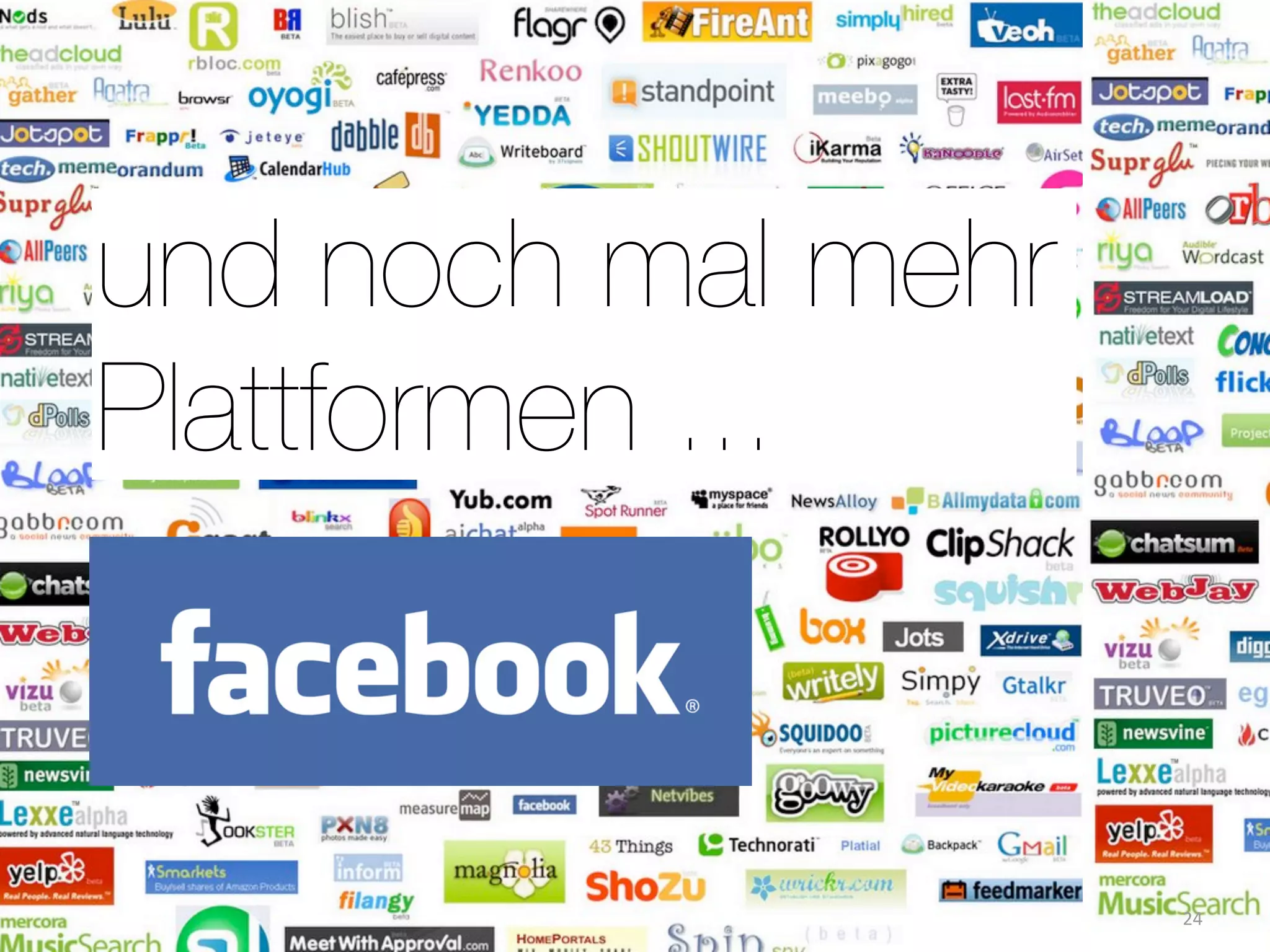 und noch mal mehr
Plattformen ...


                    24
 