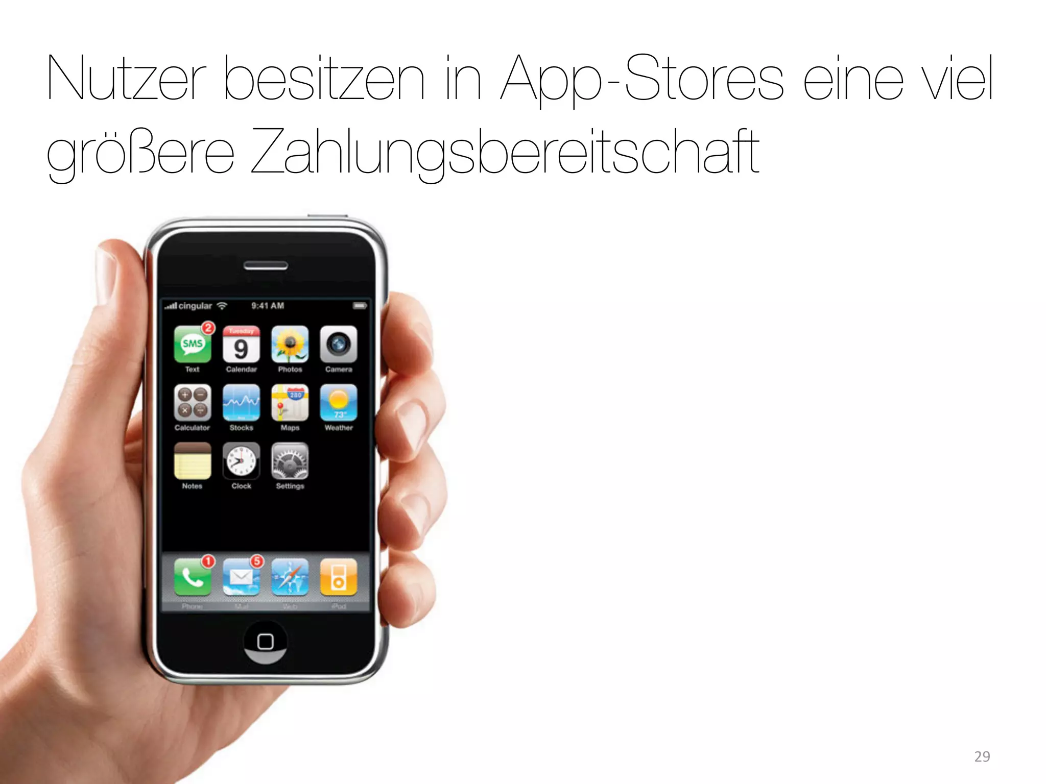 Nutzer besitzen in App-Stores eine viel
größere Zahlungsbereitschaft




                                      29
 